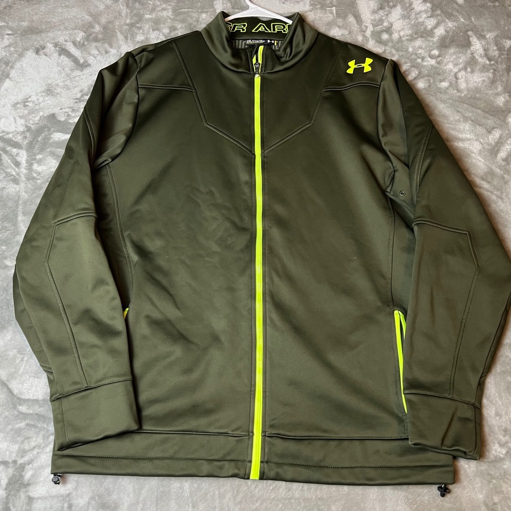 Under Armour Jacket Men's 2XL ColdGear Infrared Shield 2.0 Full Zip Olive Green